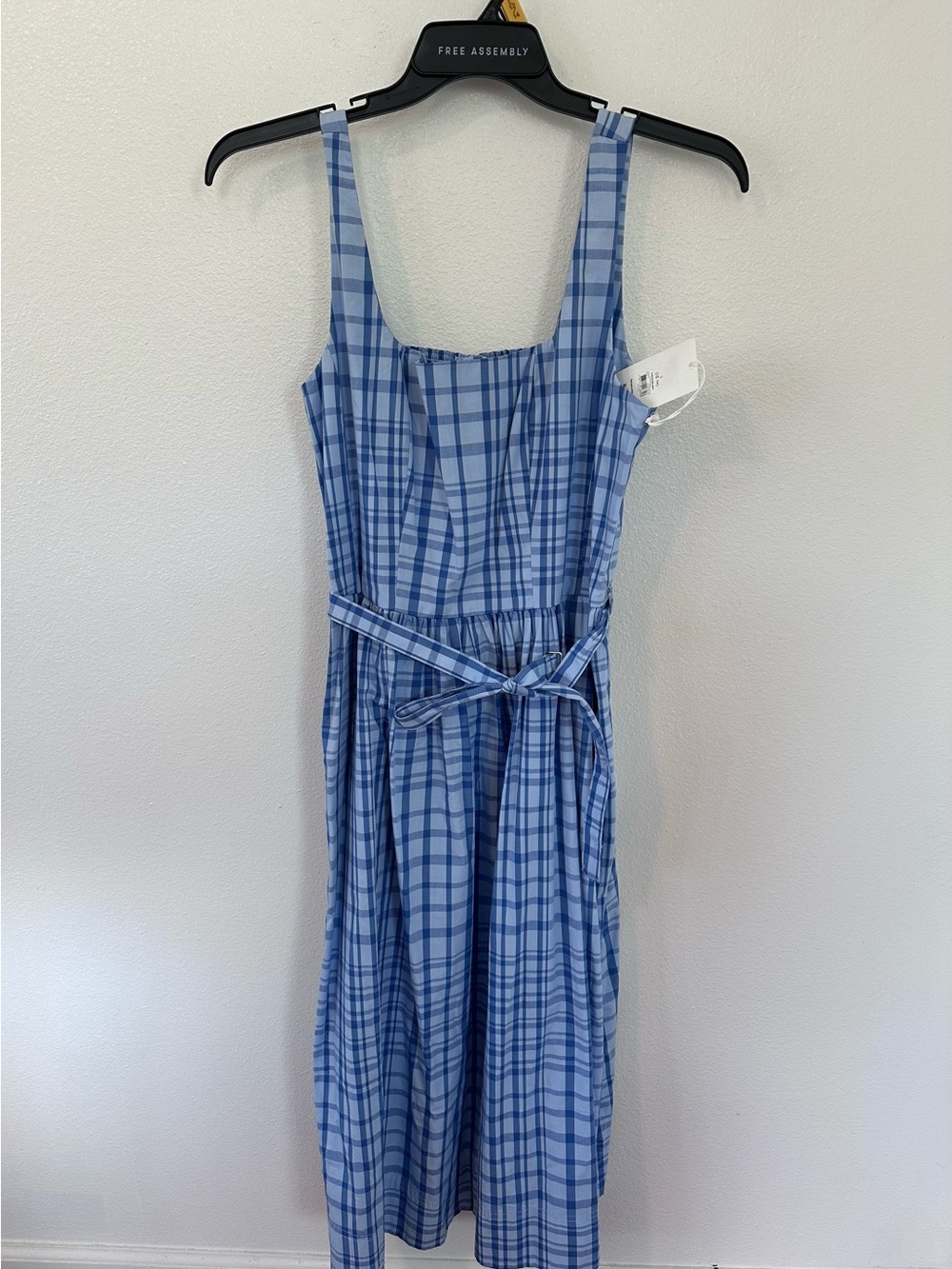 Free Assembly Blue Plaid Midi Dress